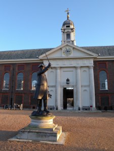 Chelsea Pensioner statue Royal Hospital Chelsea - back view