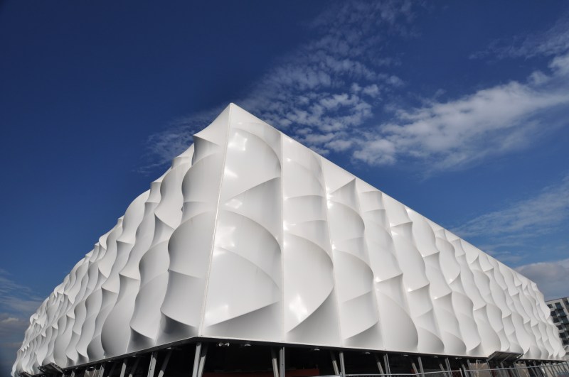 Corner view of outside of arena