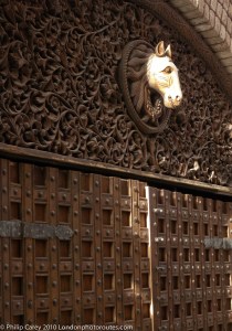 Horse head outside store in railway arch -Stable Market