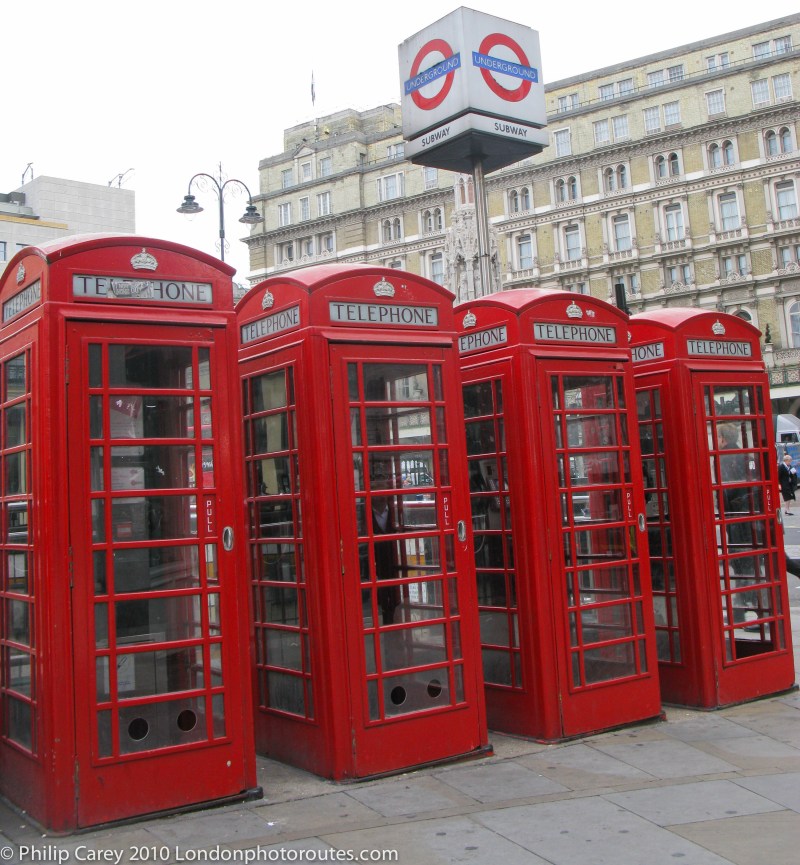 Phone boxes by Charing Cross