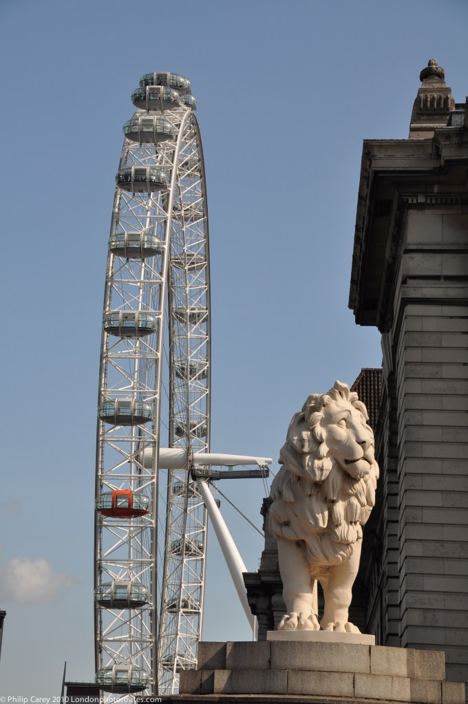 London Eye and South Bank Lion from Westminster Bridge