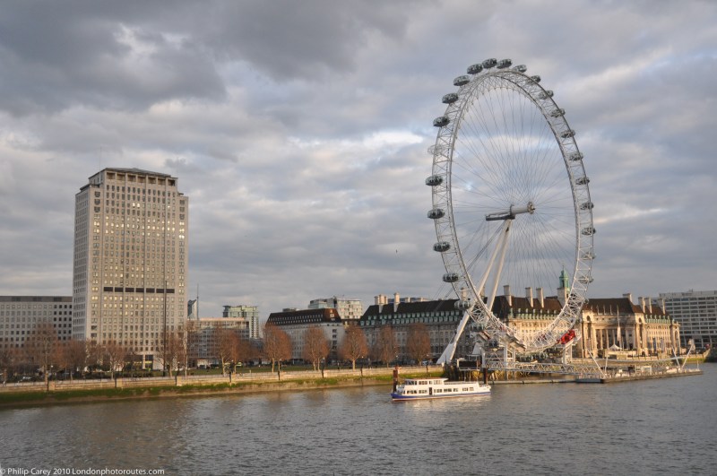 London Eye and Shell Building from Golden Jubilee Bridge -