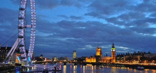 London Eye from Golden Jubilee Bridge - Dusk