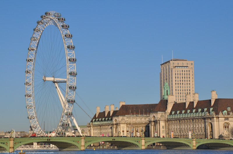 London Eye and Old County Hall from Victoria Tower Gardens