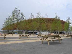 Velodrome though trees