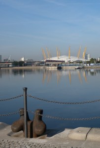O2 arena from end of Victoria Dock