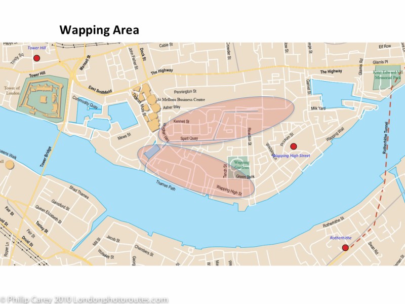 London Runs and Photo Routes - wapping map