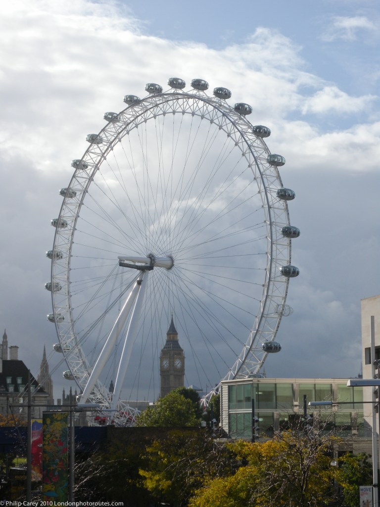 London Eye from south side of Waterloo Bridge