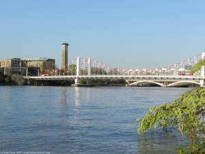 View of Chelsea Bridge from Battersea Park - long view