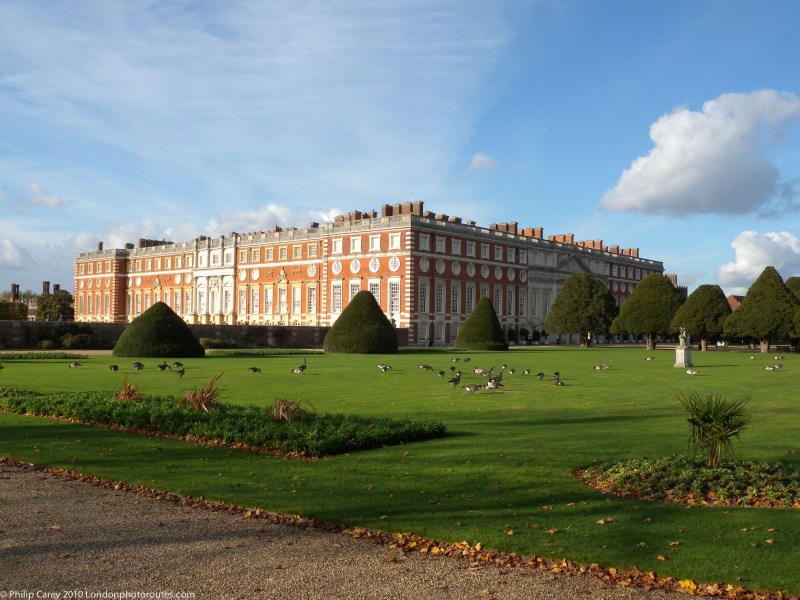 Hampton Court from side of Fountain Court Garden