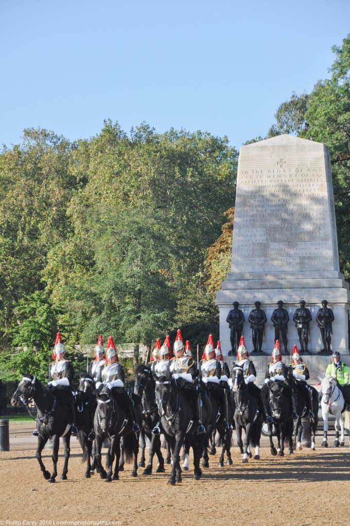House Hold Cavalry arriving in Horse Guards Parade