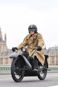 Motorbike on Westmister Bridge - London to Brighton Veteran Car Rally