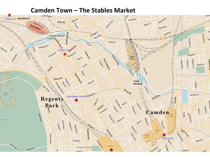 Map Camden Town - the Stables Market