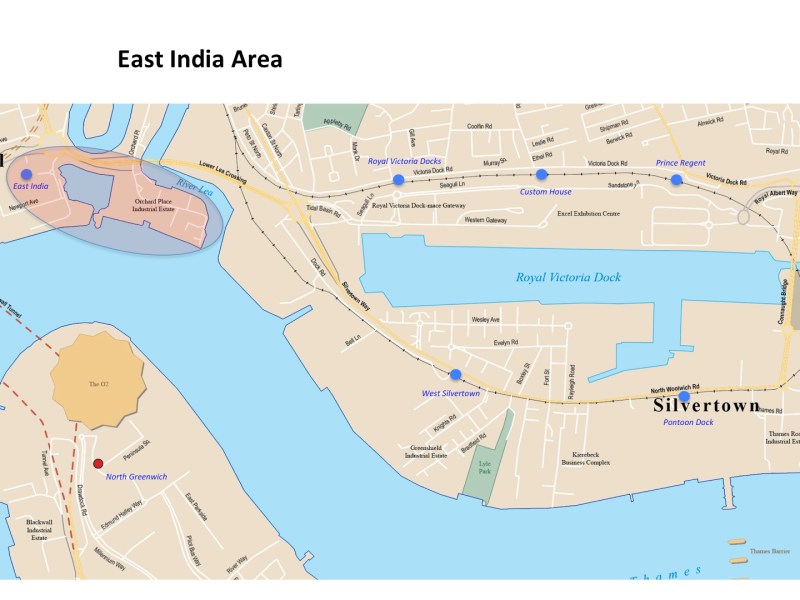 London Runs and Photo Routes - Map East India Area