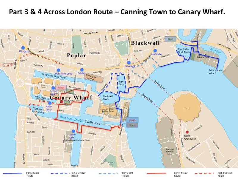 Map Part 4 across London route - South Dock to Westferry