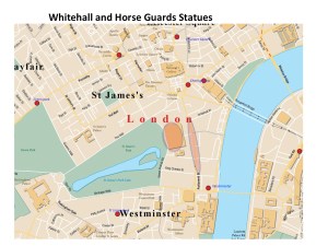 Maps Whitehall and Horse guard statues