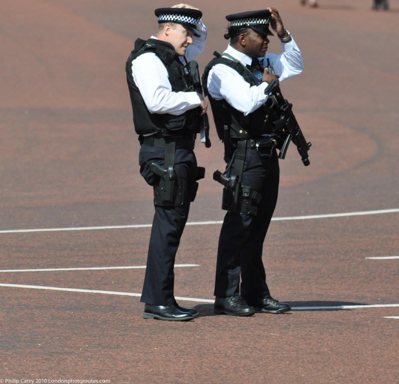 Armed Police outside Buckingham Palace