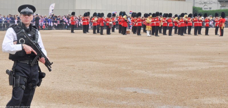 Armed presence in Horse Guards Parade.