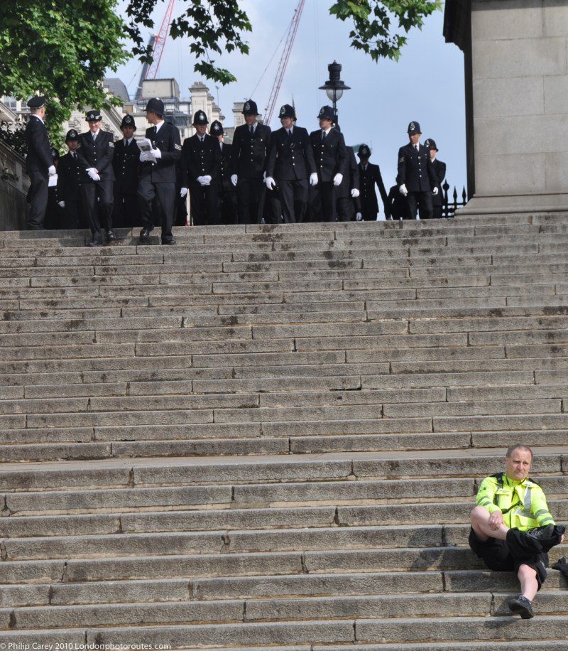 Arrival of the Police by Duke of York statue