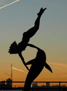 London Runs and Photo Routes - Dolphin and Girl - between St Katherine's Dock and Tower Bridge