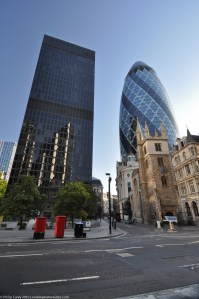 Day View of Gherkin 30 St Mary's Axe and St Andrew Undershaft