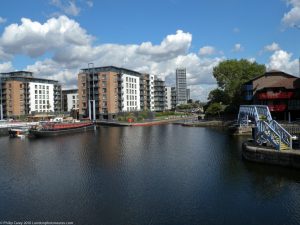 London Runs and Photo Routes - View from Blackwall Basin towards Poplar Dock