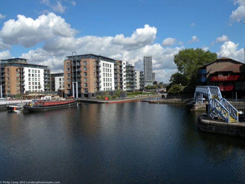 London Runs and Photo Routes - View from Blackwall Basin towards Poplar Dock