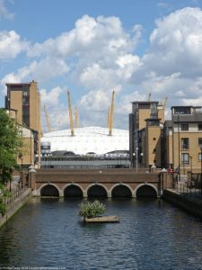 London Runs and Photo Routes - View of O2 / Dome from within Blackwell Basin