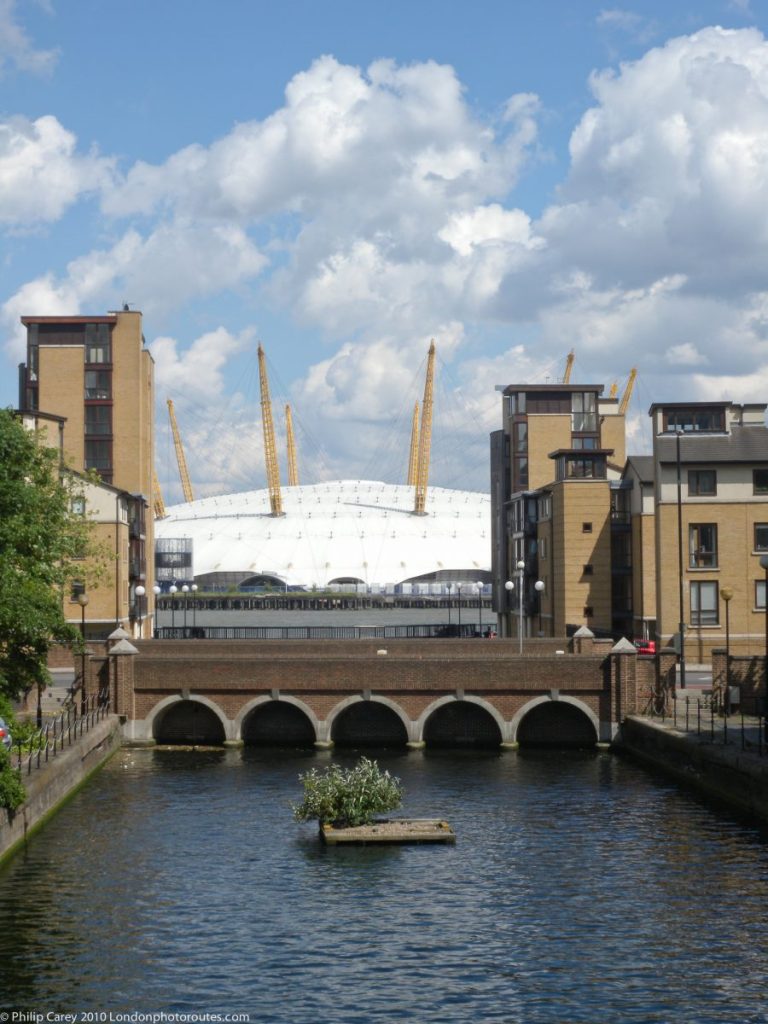 London Runs and Photo Routes - View of O2 / Dome from within Blackwell Basin