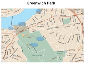 London Runs and Photo Routes - Map of Greenwich and Viewpoints